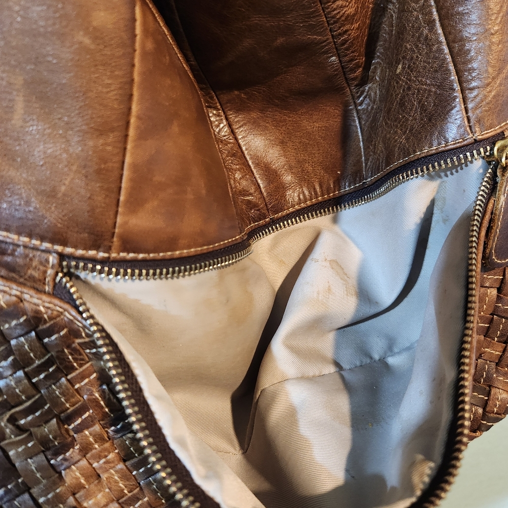 Amerileather Woven Patchwork Large Brown All Leat… - image 6